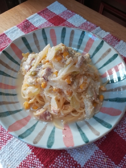 ナイス☆リメイク♬とっても美味しいパスタ☆作れましたよ~(*^^*ゞ♪主人も美味しい♡と喜んでくれました♪次はおうどんに挑戦してみますね♬ありがとうございます♡