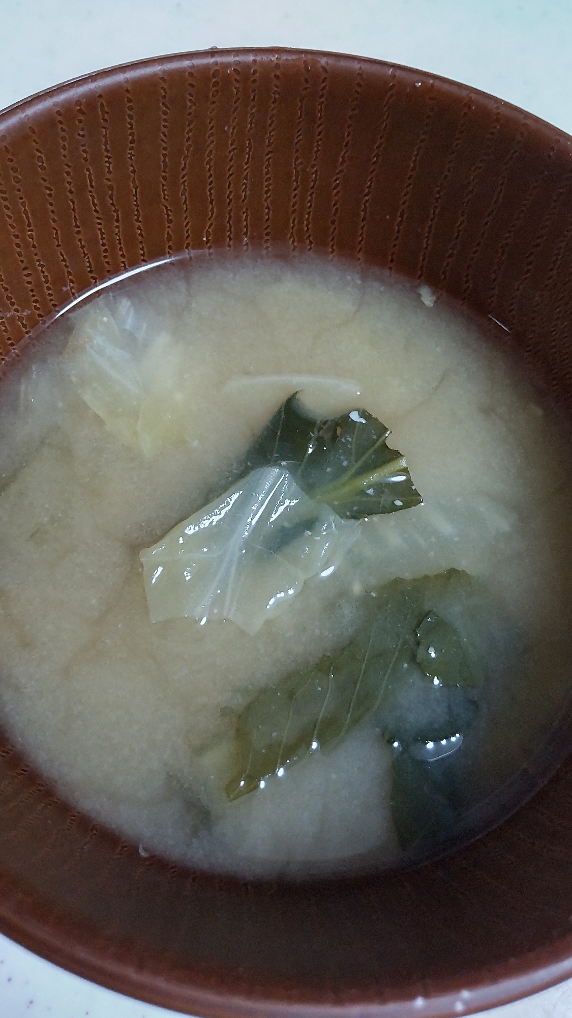 白菜と小松菜のお味噌汁