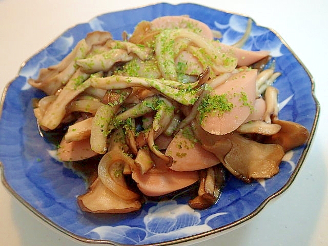すき焼きのたれで　魚肉ソーセージ・玉葱・舞茸炒め