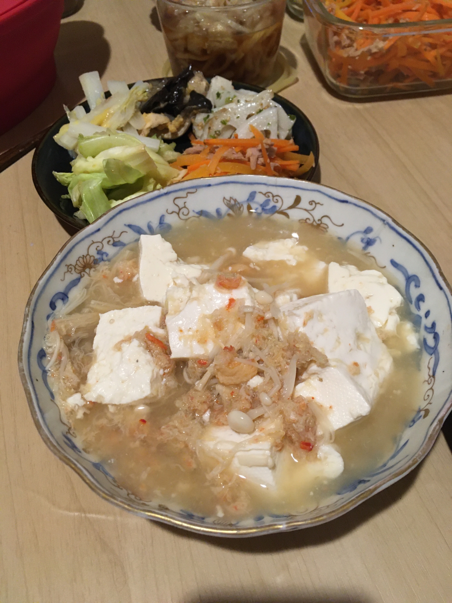 ヘルシー！豆腐のカニえのきあんかけ