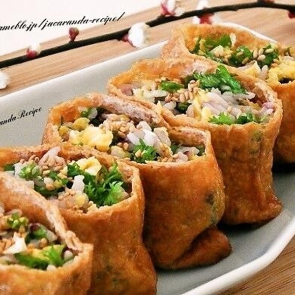 わさび菜と炒り卵のいなり寿司 レシピ 作り方 By ジャカランダ 楽天レシピ わさび菜と炒り卵のいなり寿司 レシピ 作り方 By ジャカランダ 楽天レシピ