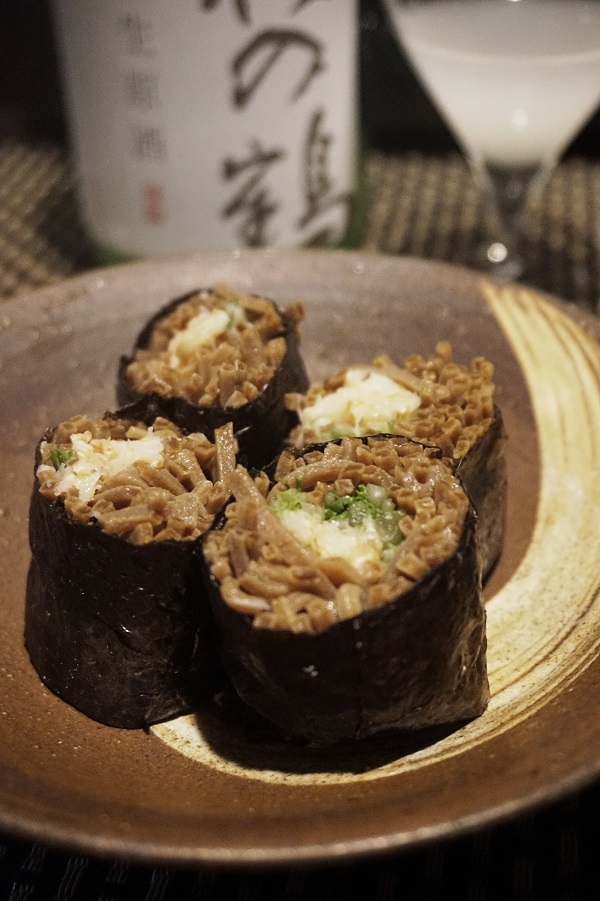 【鳥取食材】蟹と水菜の蕎麦寿司