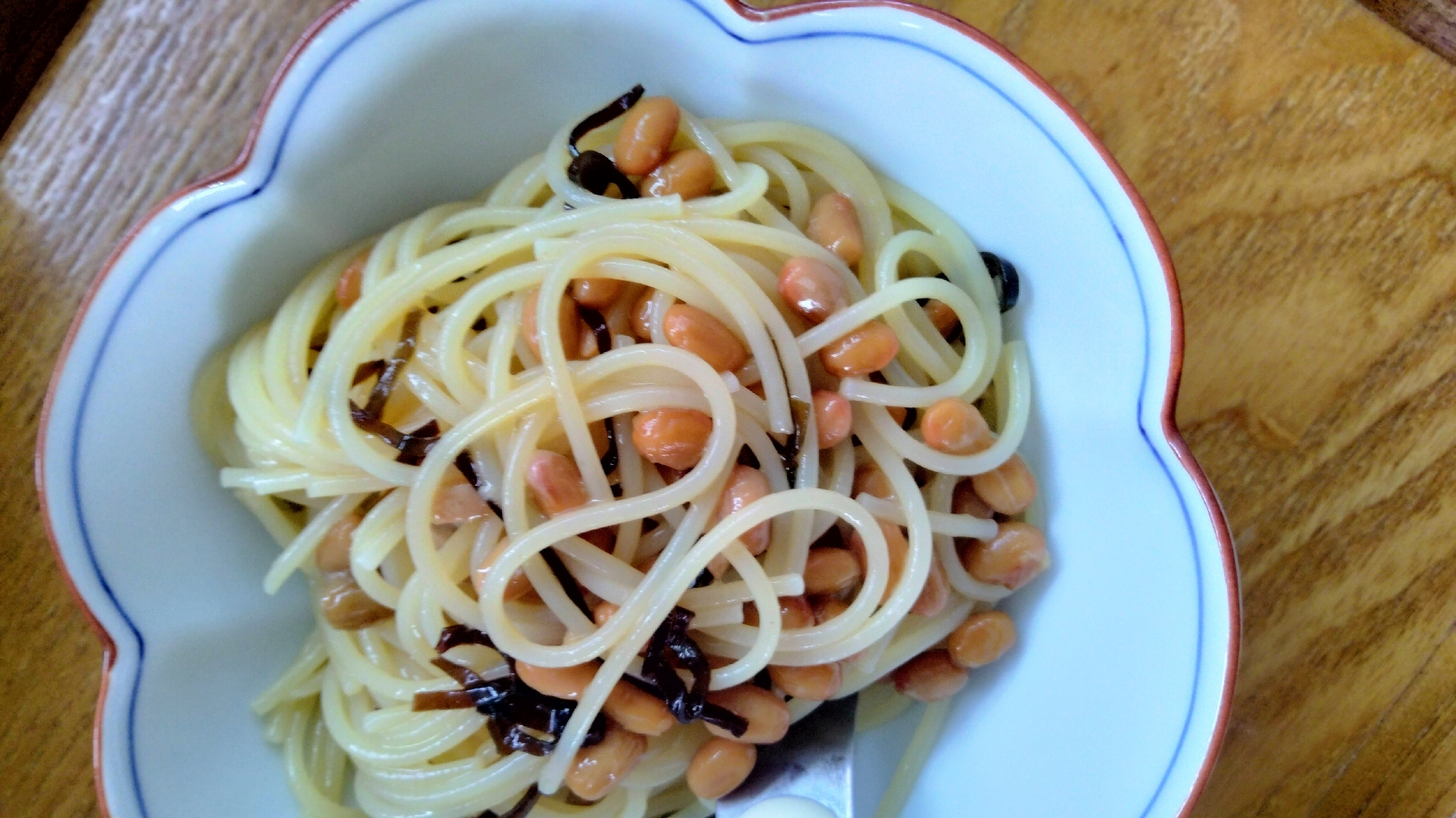 納豆バター塩昆布パスタ♪