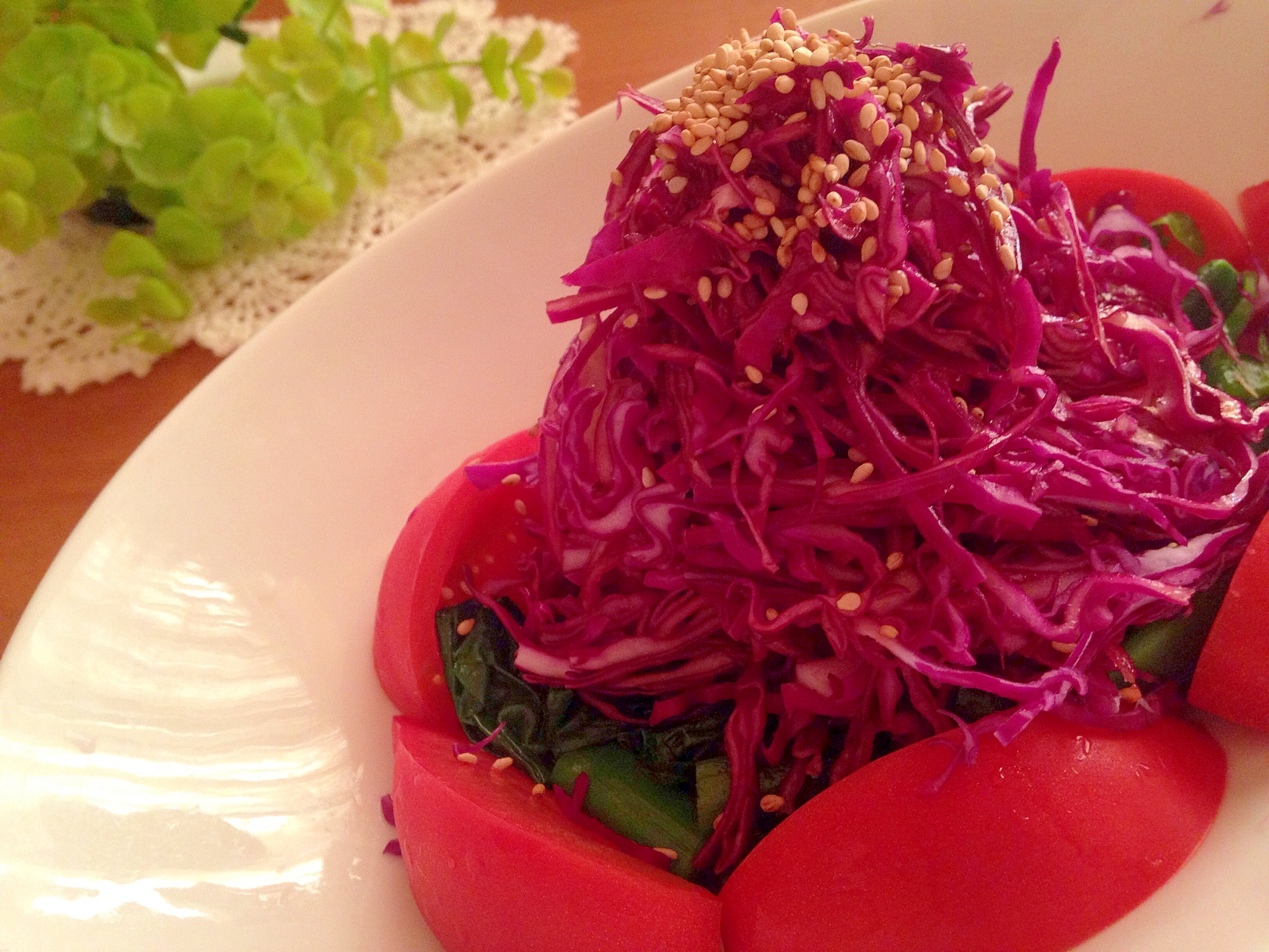 紫キャベツのタワーサラダ