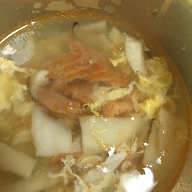 焼き鮭の中華スープ