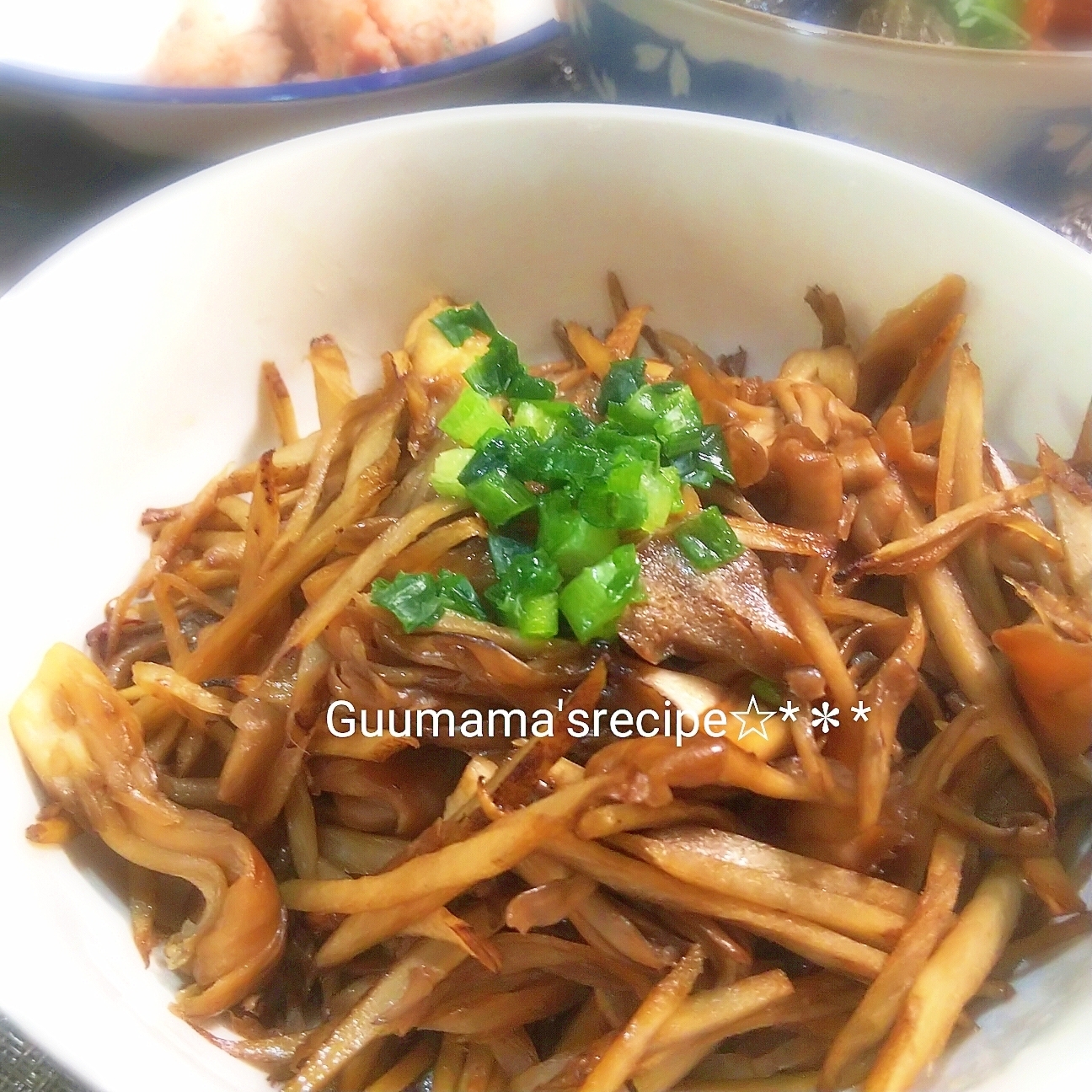 茶色は美味しい♡まいたけとごぼうのきんぴら