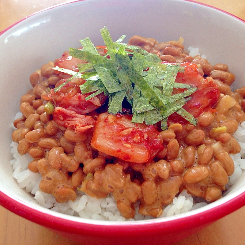 ピリ辛☆韓国風納豆キムチ丼