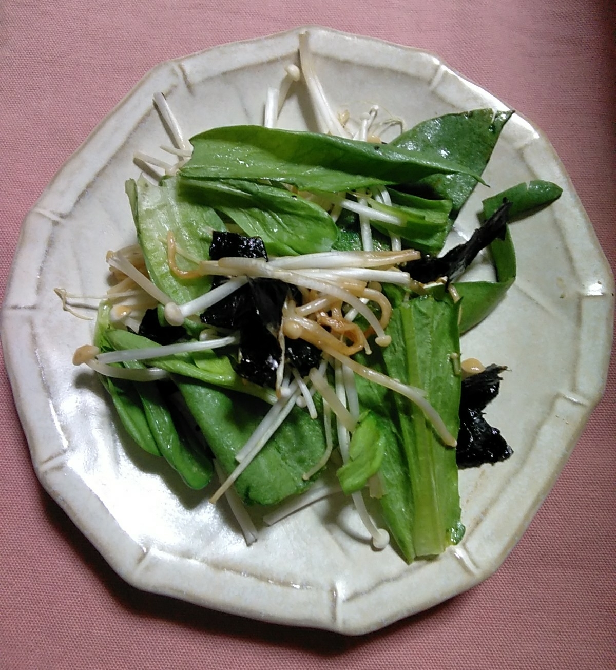 大葉春菊とえのきと海苔の生サラダ