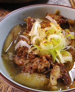 圧力鍋で、牛筋ごぼう煮