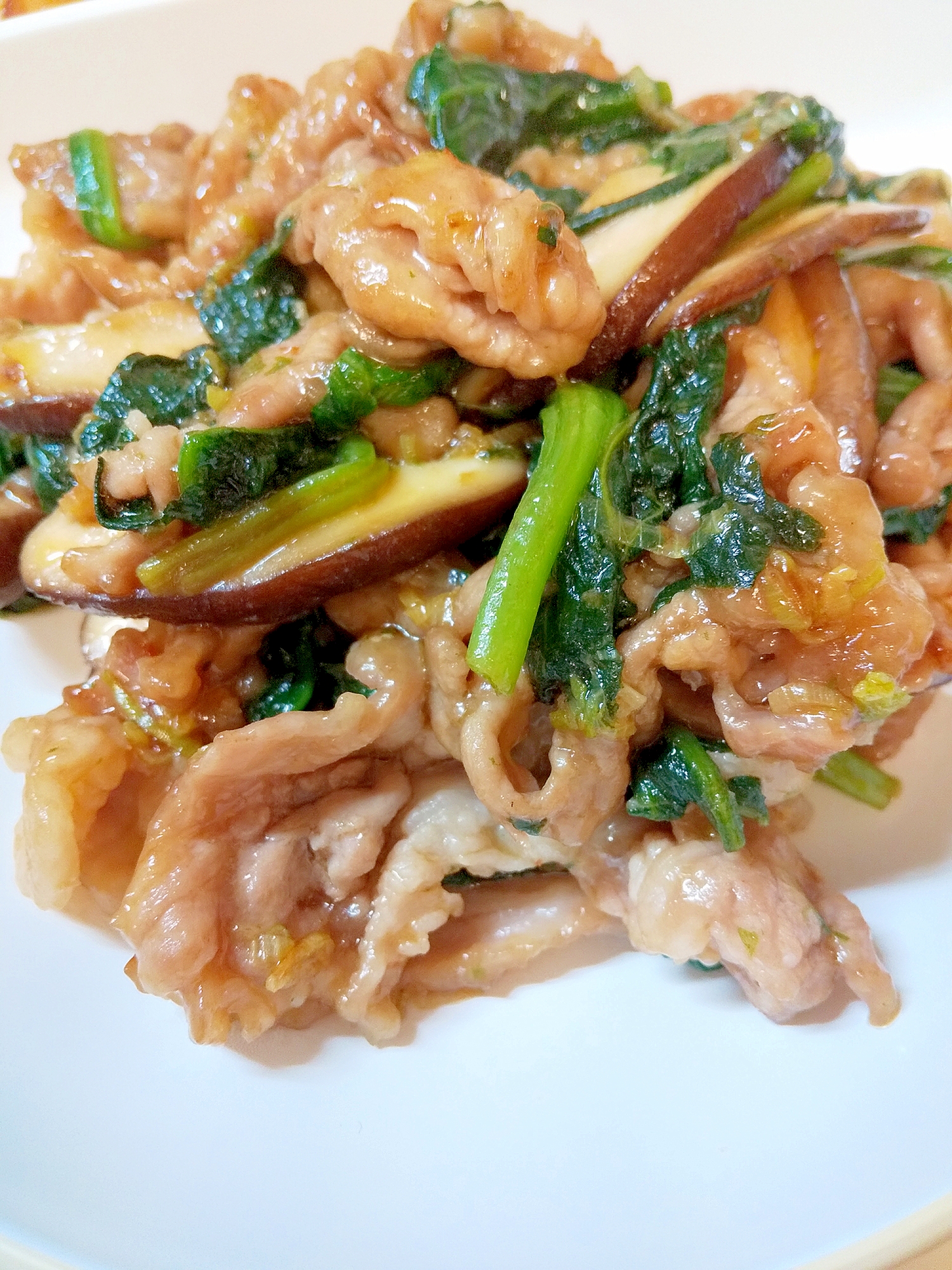 サッと簡単 豚肉と小松菜の炒めもの レシピ 作り方 By ガメラロボ 楽天レシピ