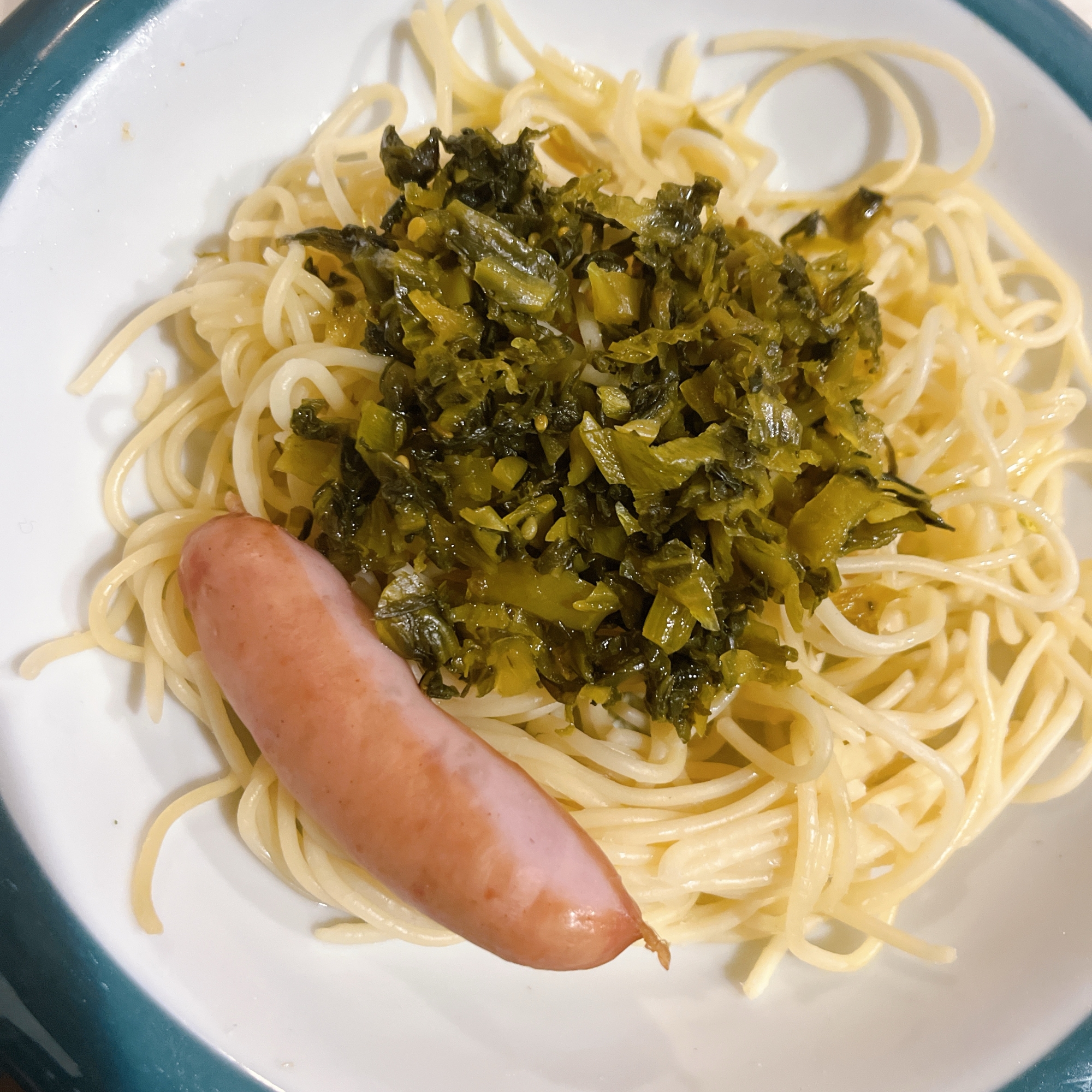 余ったパスタで！簡単レンチン！高菜スパゲッティ