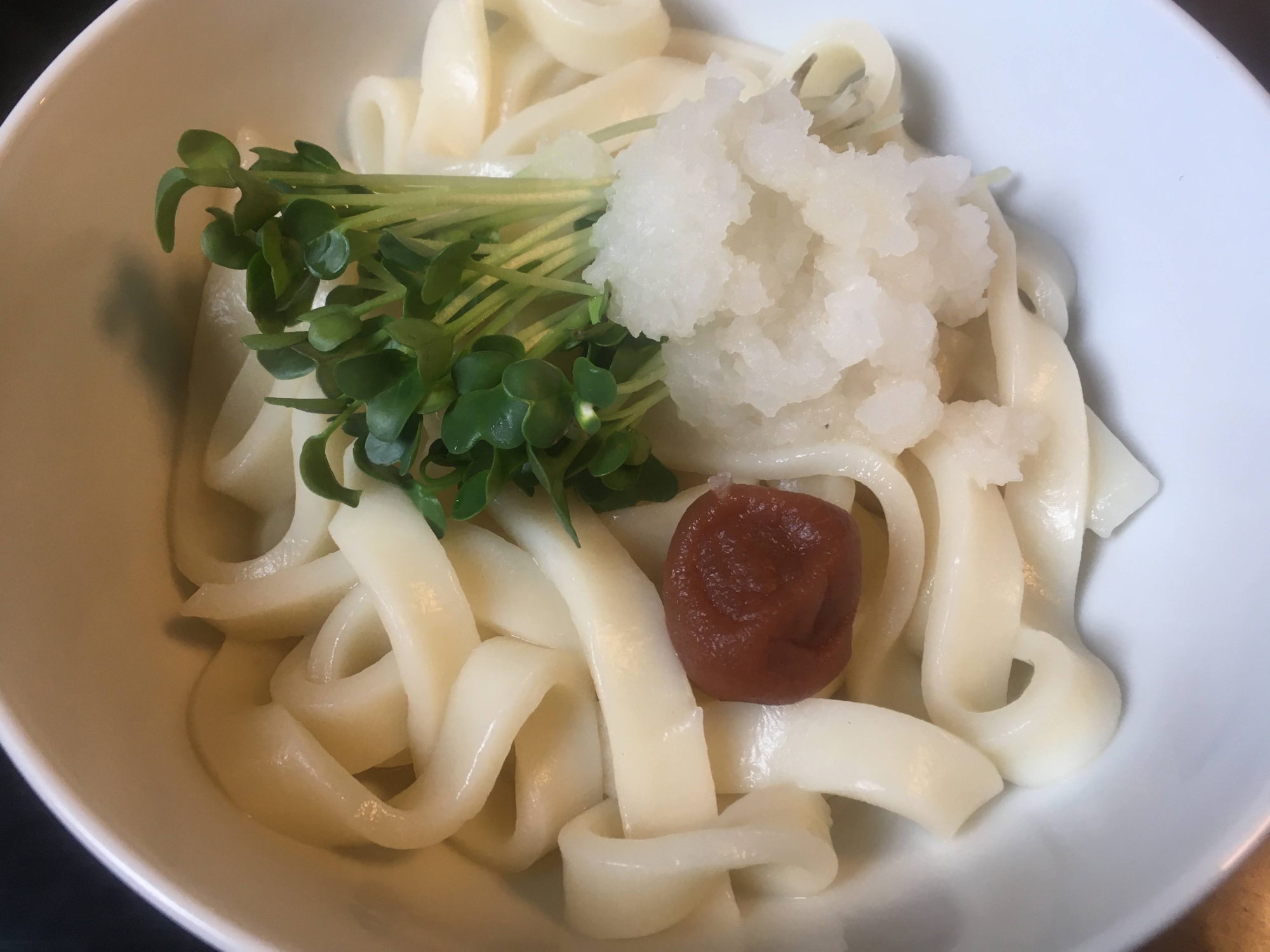 梅干しとW大根の釜揚げきしめん、年明けうどんに