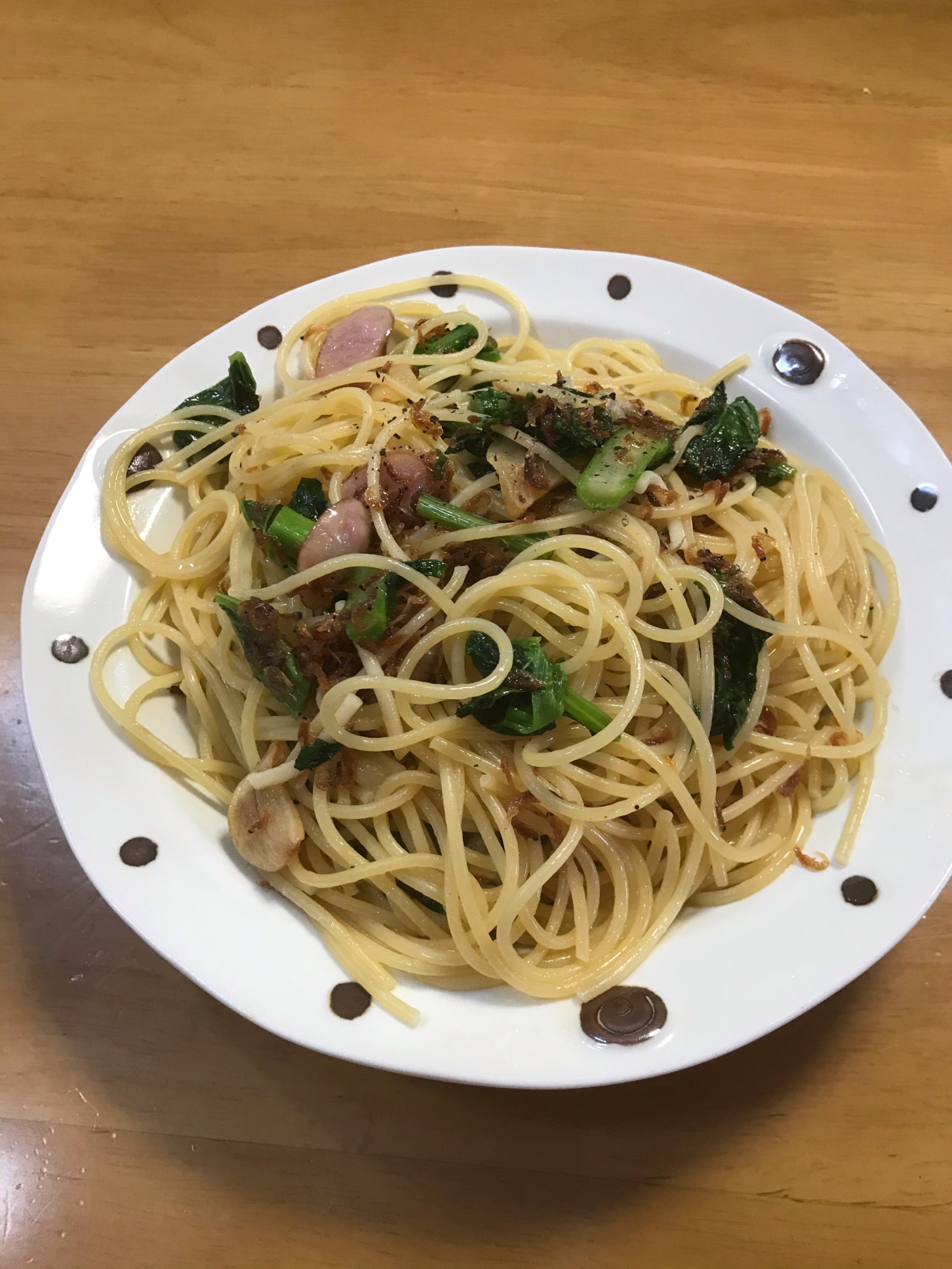 エビ風味香る小エビと菜花のパスタ！