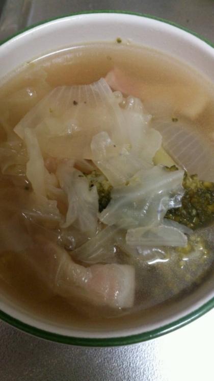 今日はそのままのスープで食べました(^O^)美味しかったです^_^味付けは胡椒だけで十分ですね！！