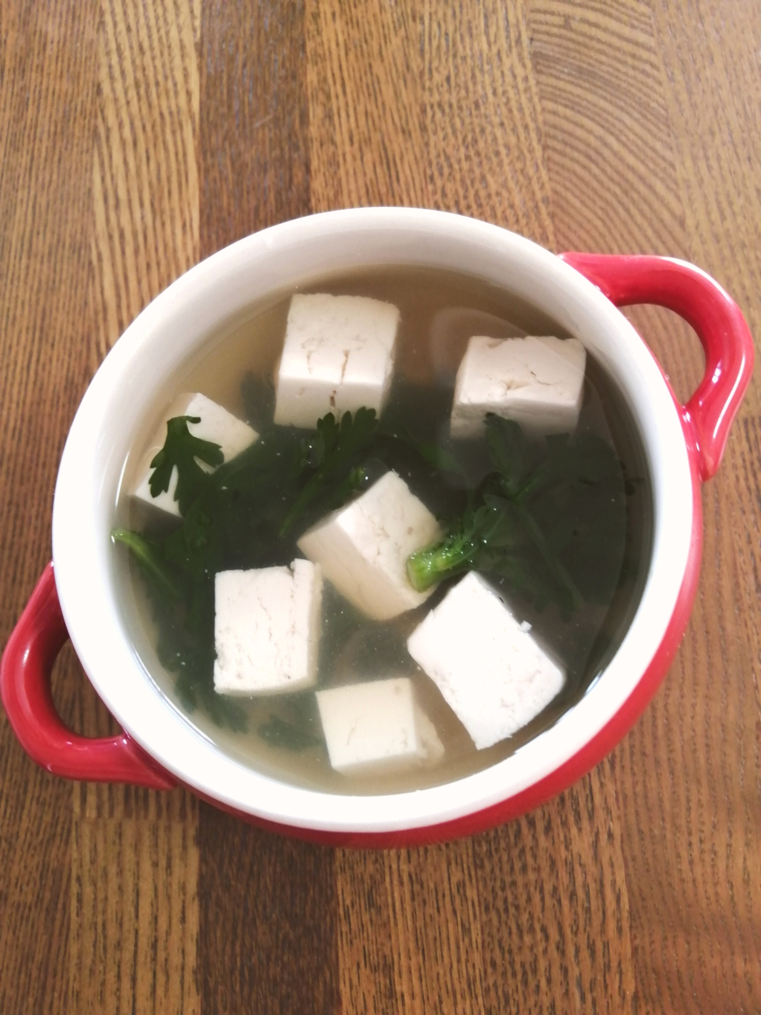 春菊と豆腐の和風スープ