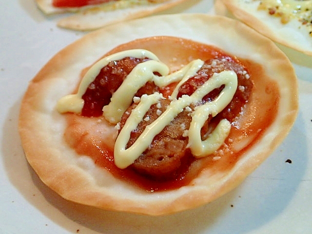 餃子の皮でおつまみ　ケチャ＆マヨ・ミートボール