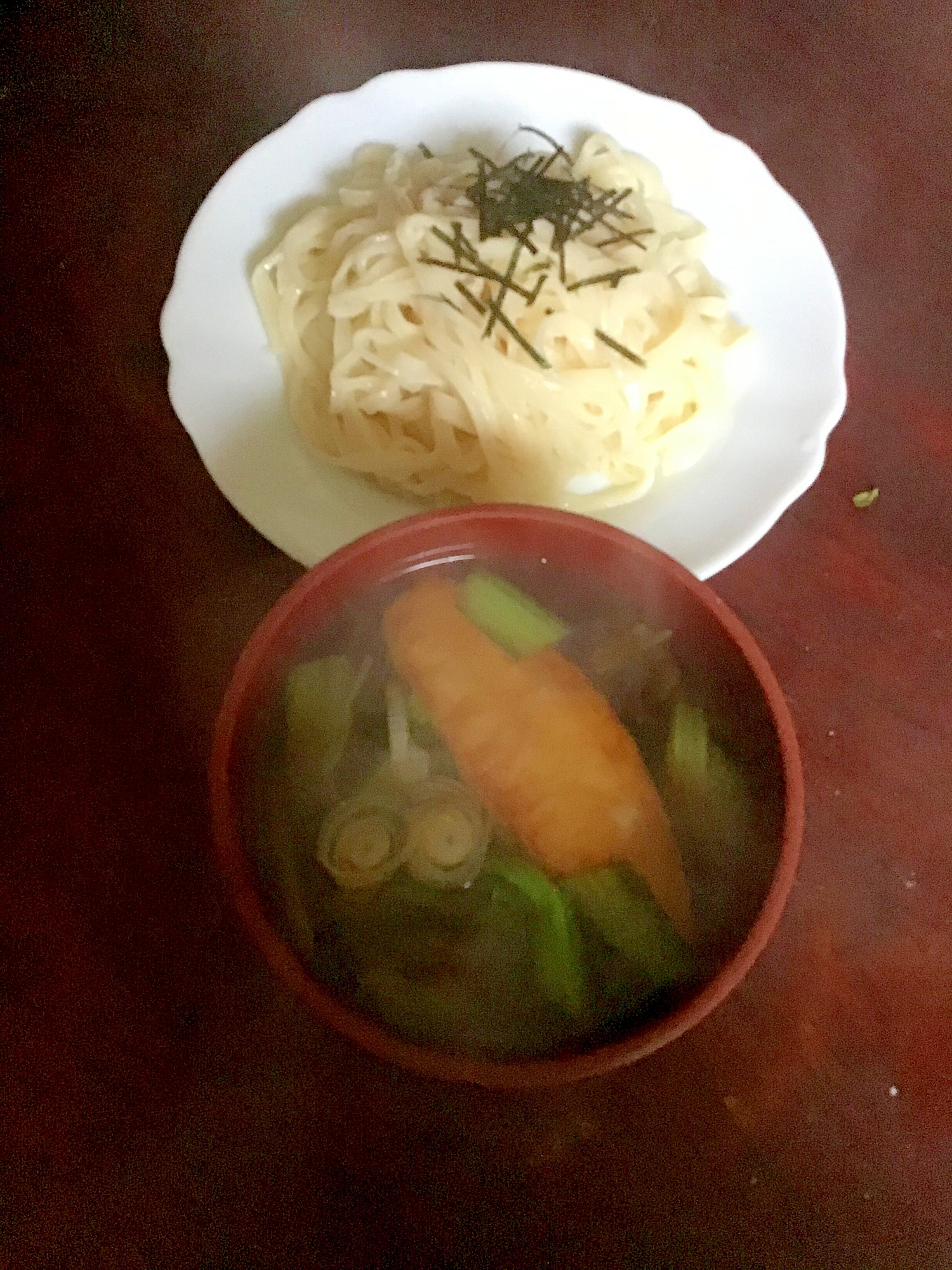 笹かまと小松菜の漬け汁de細うどん（冷）