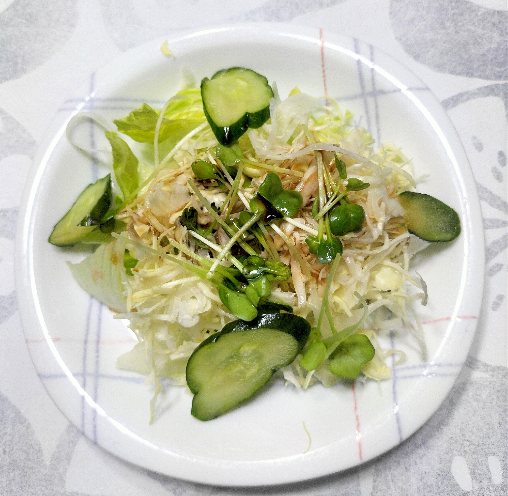 減塩！かいわれ大根と胡瓜のぬか漬けサラダ
