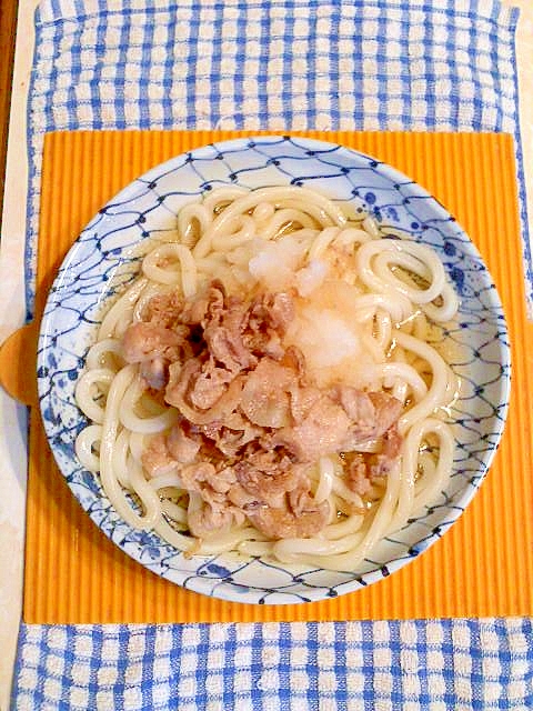 生姜焼きと大根おろしのぶっかけうどん♪