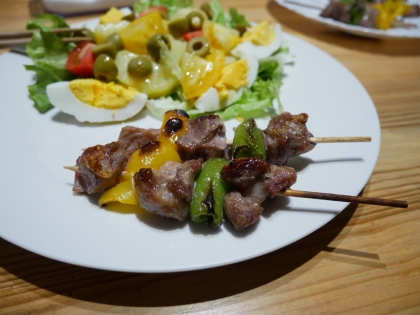 魚焼きグリルで！居酒屋みたい？豚の焼き鳥風串焼き♪