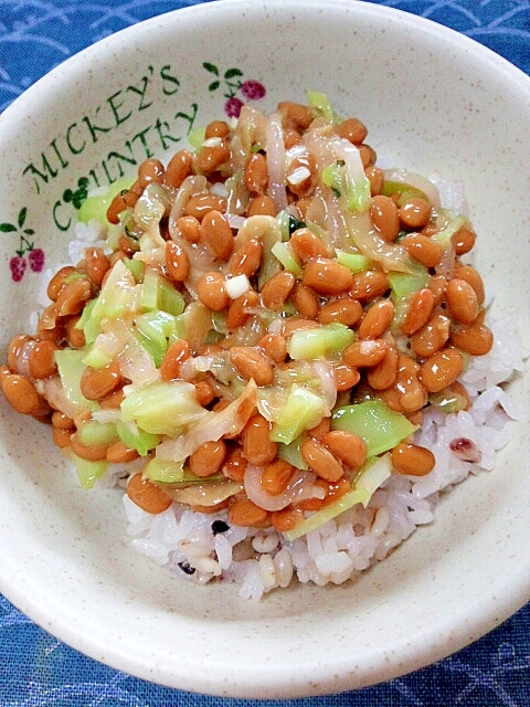 納豆の食べ方-ザーサイ＆ブロッコリーの茎♪