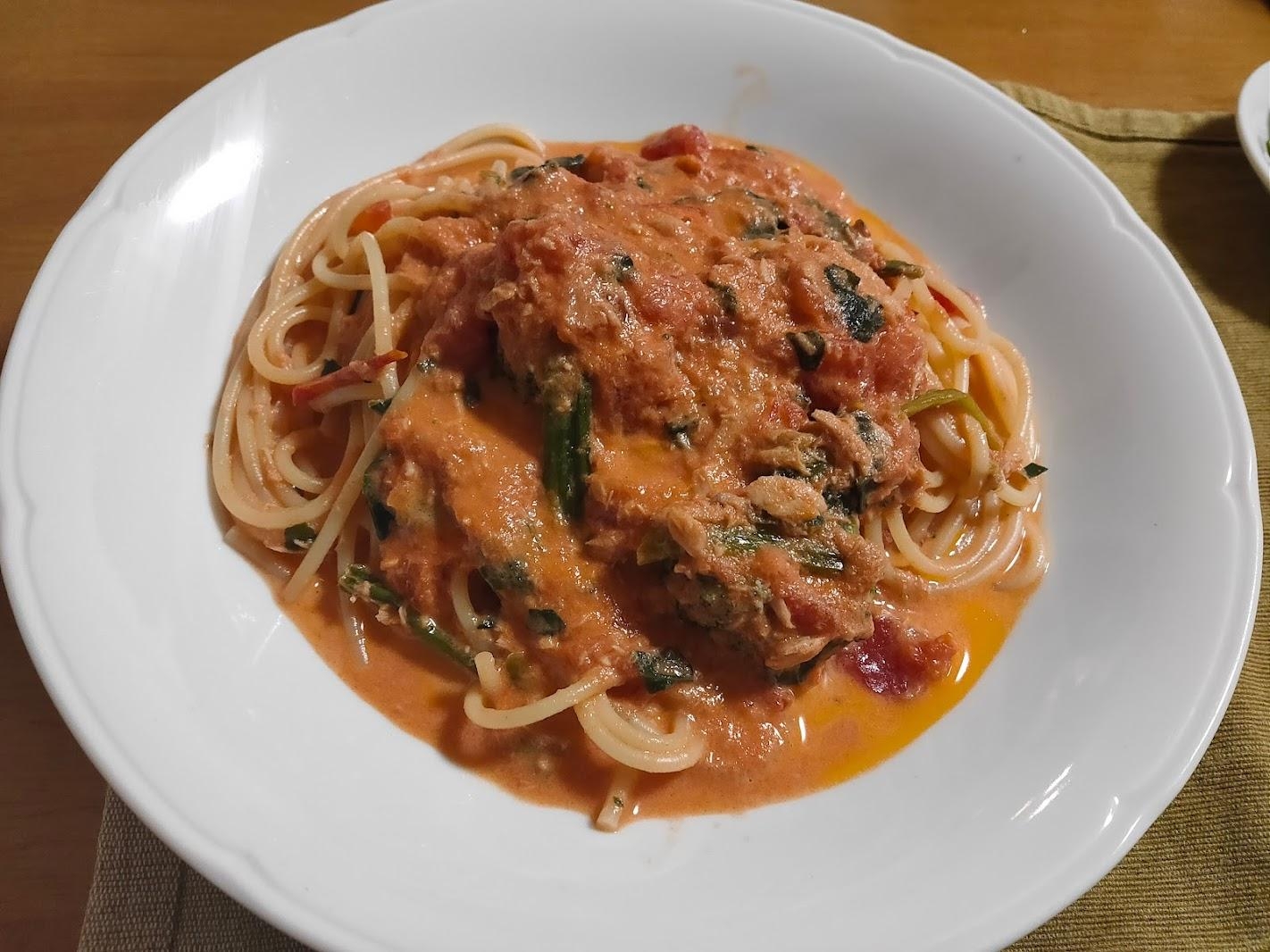 贅沢に ツナとほうれん草のトマトクリームパスタ レシピ 作り方 By Na 管理栄養士 楽天レシピ 贅沢に ツナとほうれん草のトマトクリームパスタ レシピ 作り方 By Na 管理栄養士 楽天レシピ