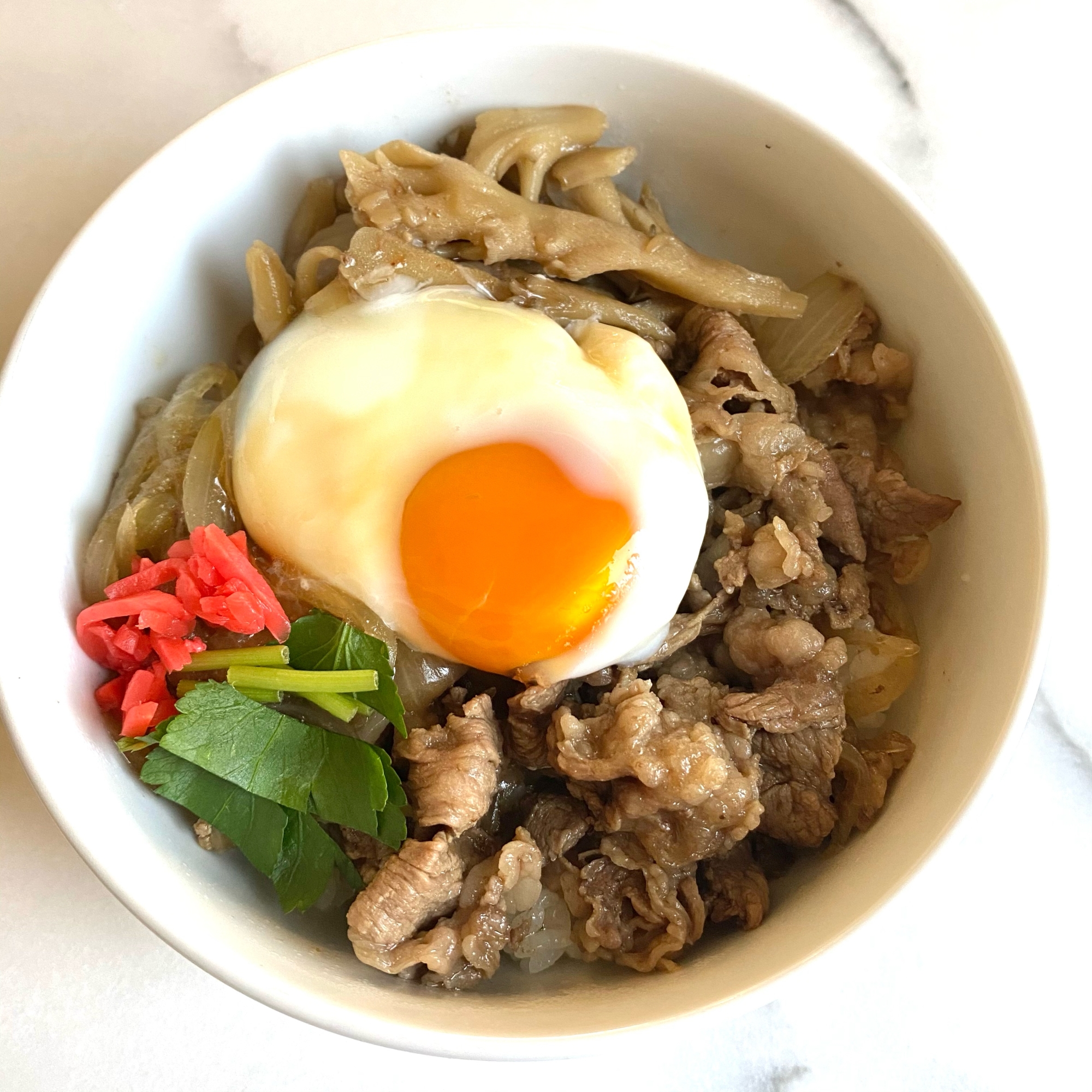 主夫がつくる舞茸入り牛丼