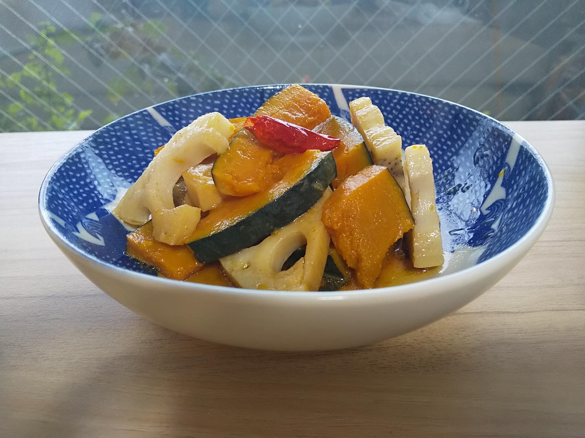 野菜がとれる！　カボチャとレンコンの南蛮漬け