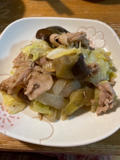 豚肉となすとキャベツのオイスターソース炒め