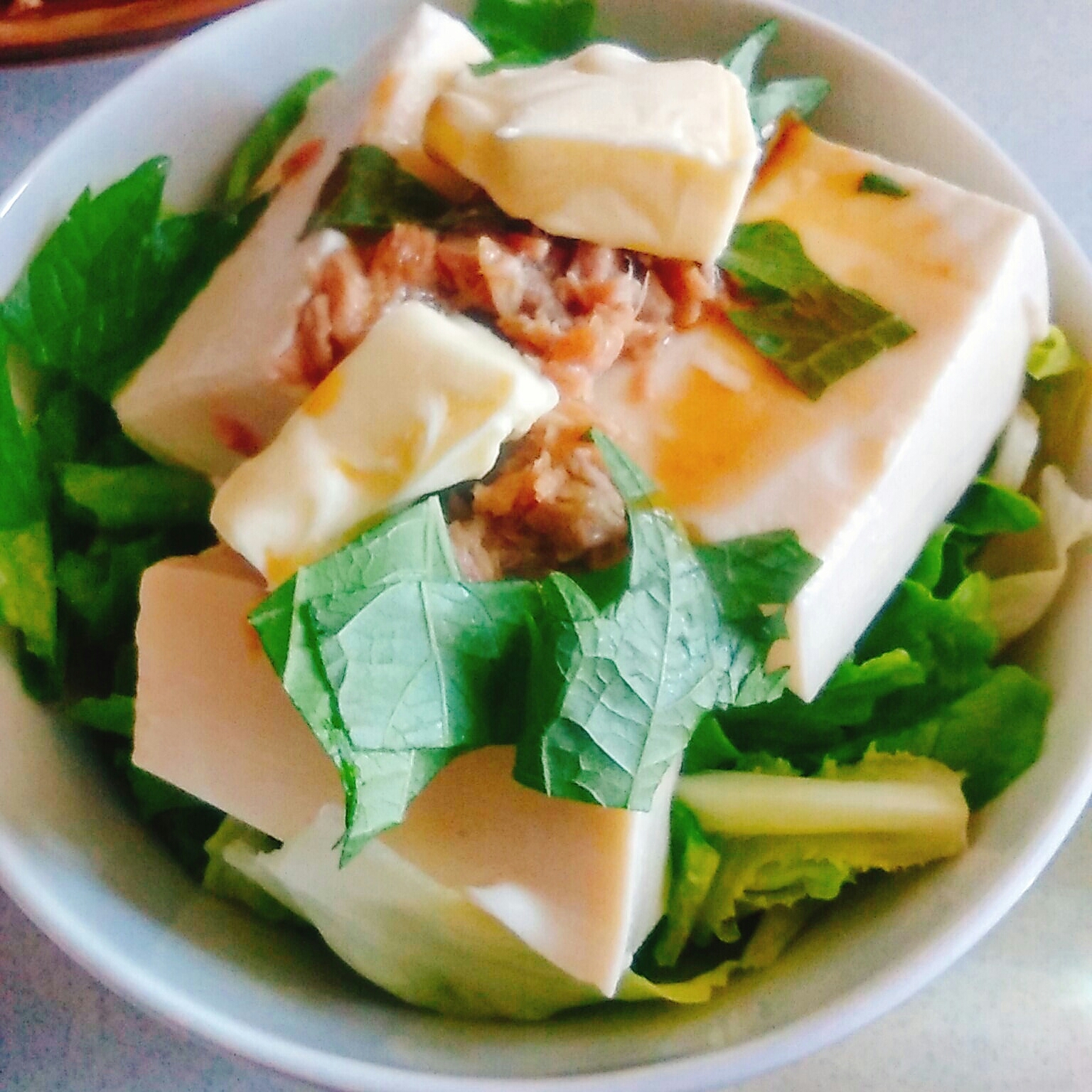 大葉チーズ豆腐ツナのサラダ