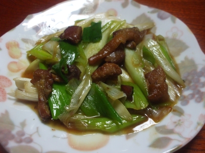 焼き鳥缶と長ねぎの炒め物