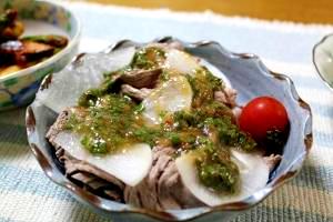 牛冷しゃぶの梅肉和え