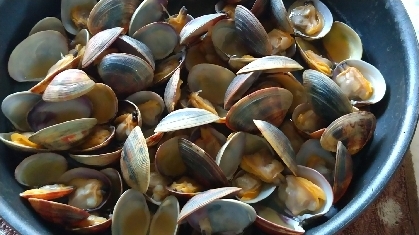 貰い物のアサリで作ったみました、アサリ美味しいですね