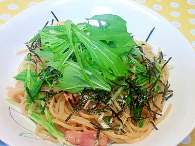 水菜＆ベーコンの和風パスタ