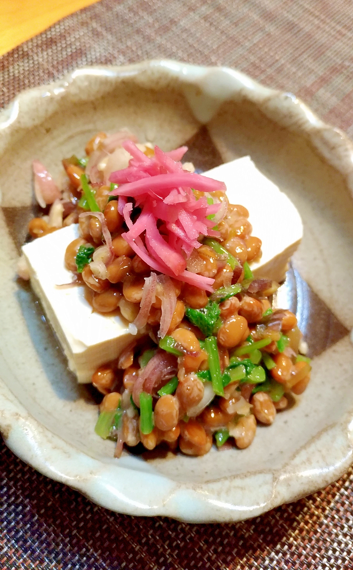 冷奴の香味野菜納豆盛り