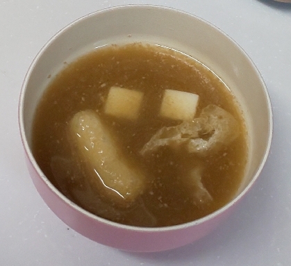 豆腐と油揚げの液体みそ味噌汁