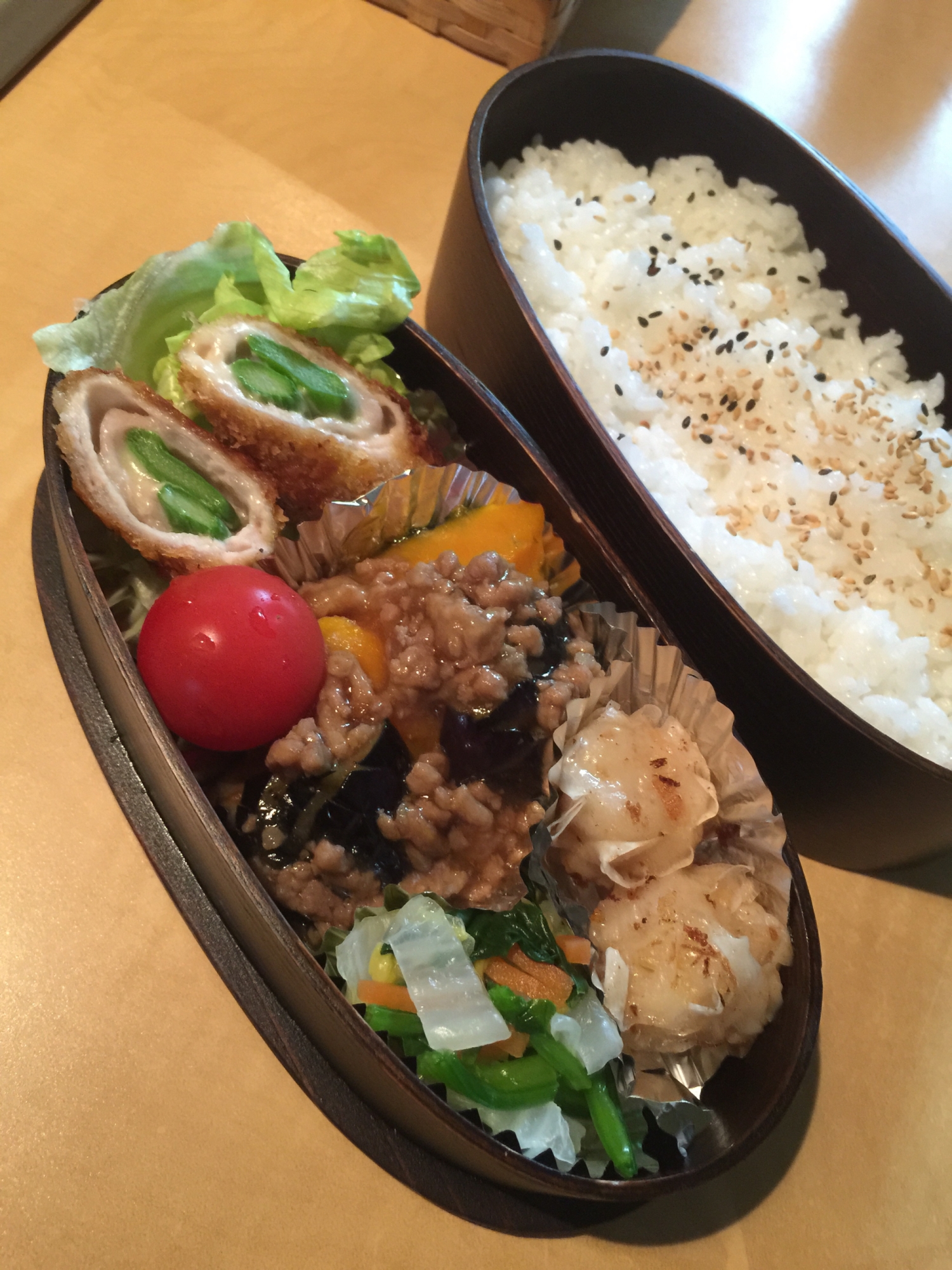 今日のパパのお弁当！アスパラチーズフライ弁当