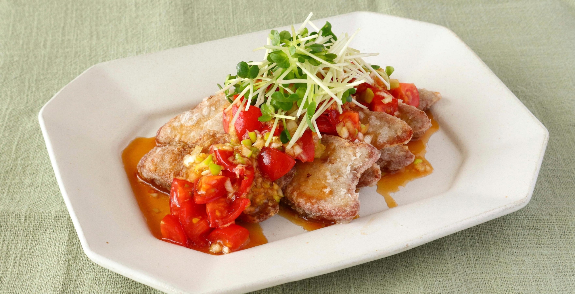 かつおの唐揚げトマト香味だれ