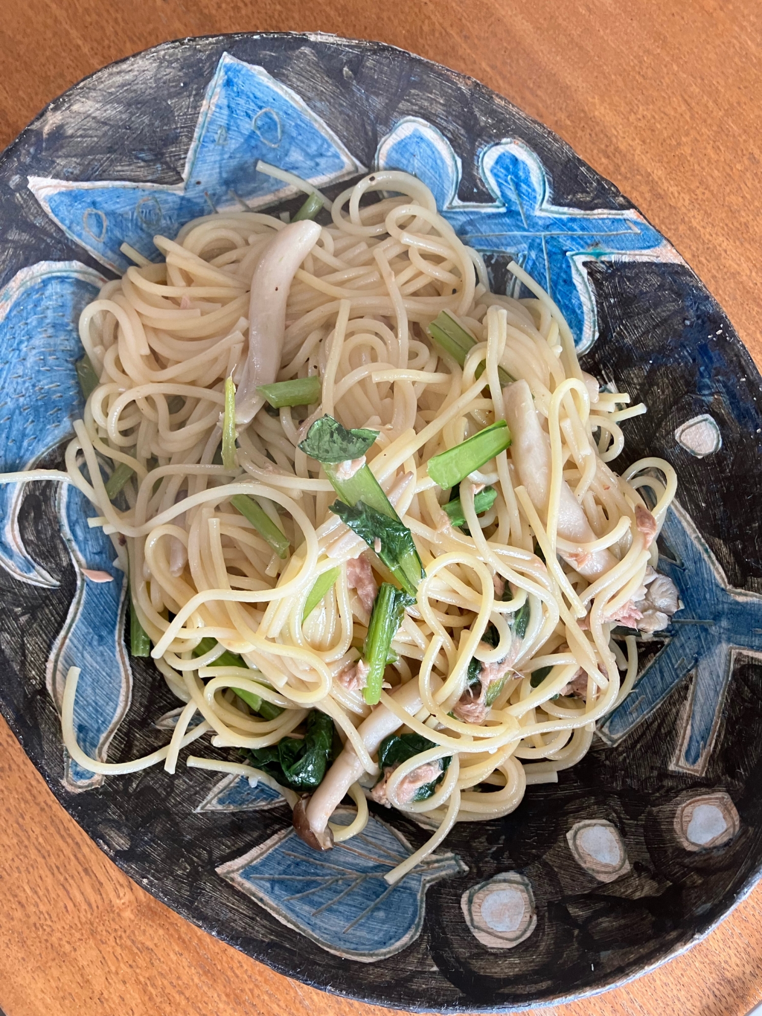 小松菜とツナの白だしパスタ