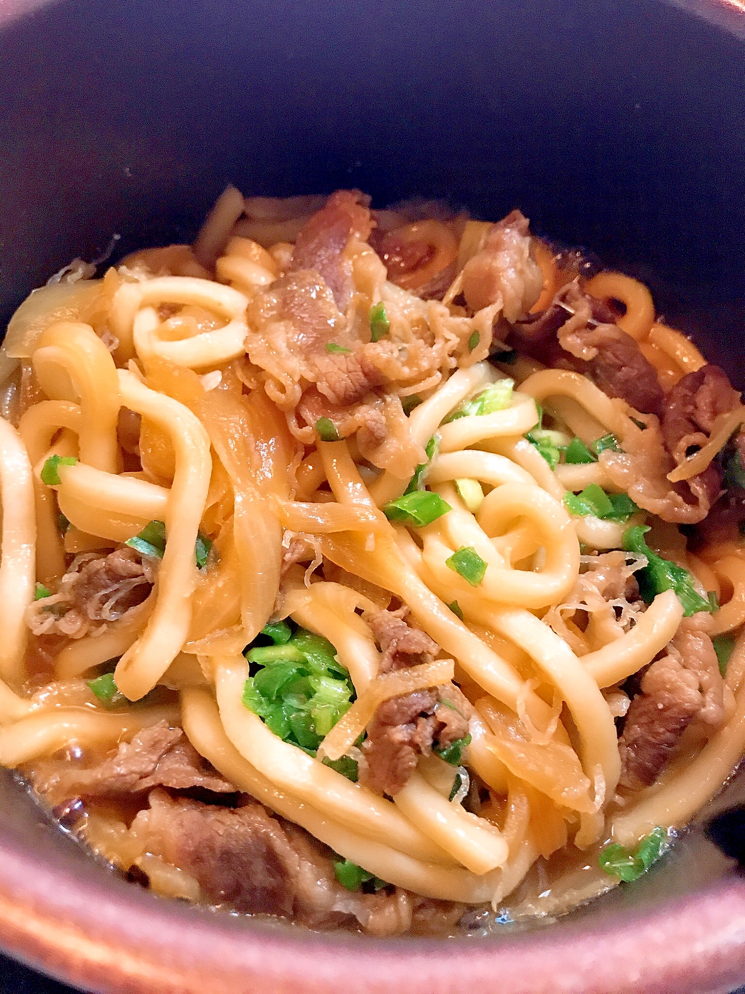 余った牛丼で！甘辛牛すきうどん♪