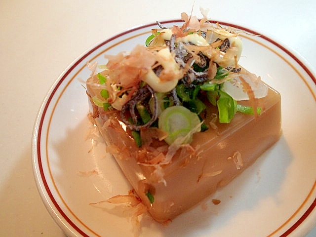 葱と塩昆布のマヨかけピーナツ豆腐