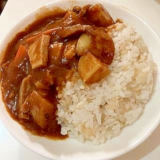 レンジで！　ちょっと残った塩豚＆野菜たっぷりカレー