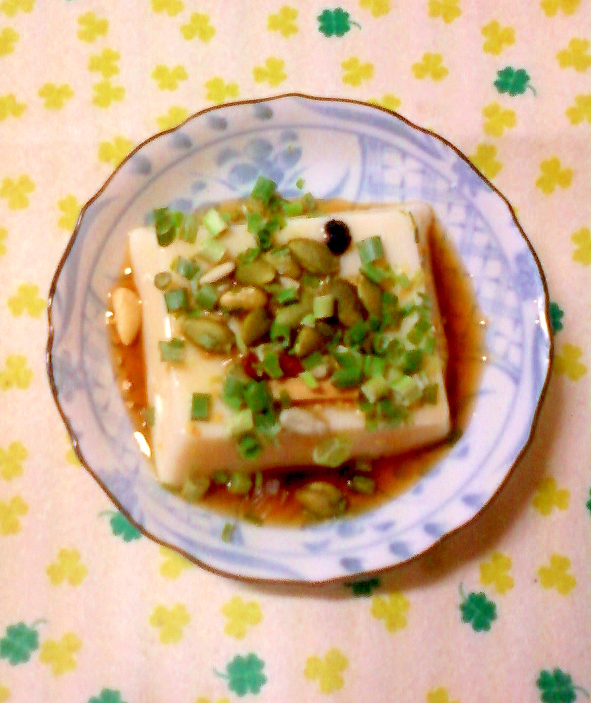 ☆*・酢入り麺つゆとドライフルーツの卵豆腐☆*:・