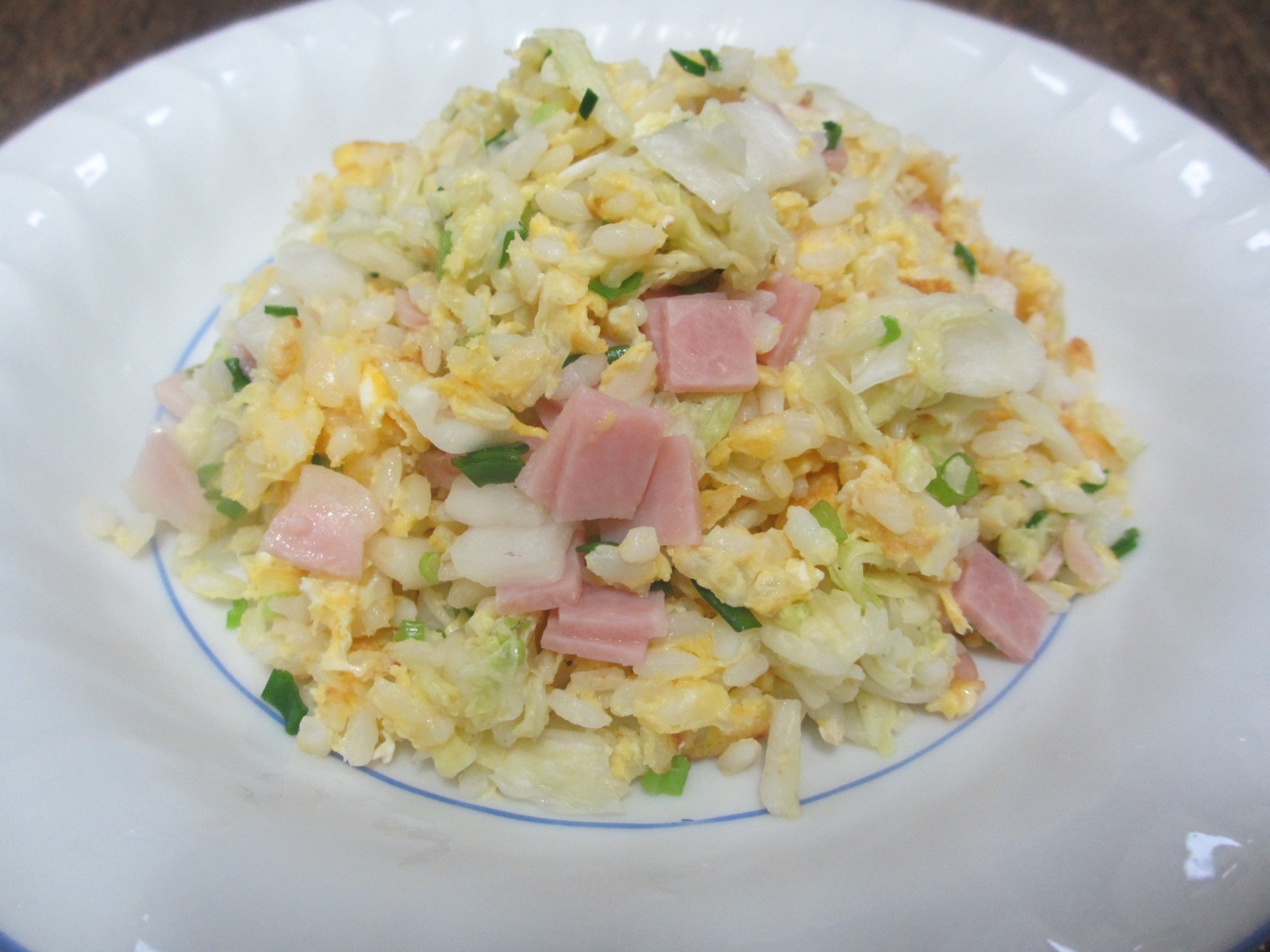 白菜とハムのマヨチャーハン