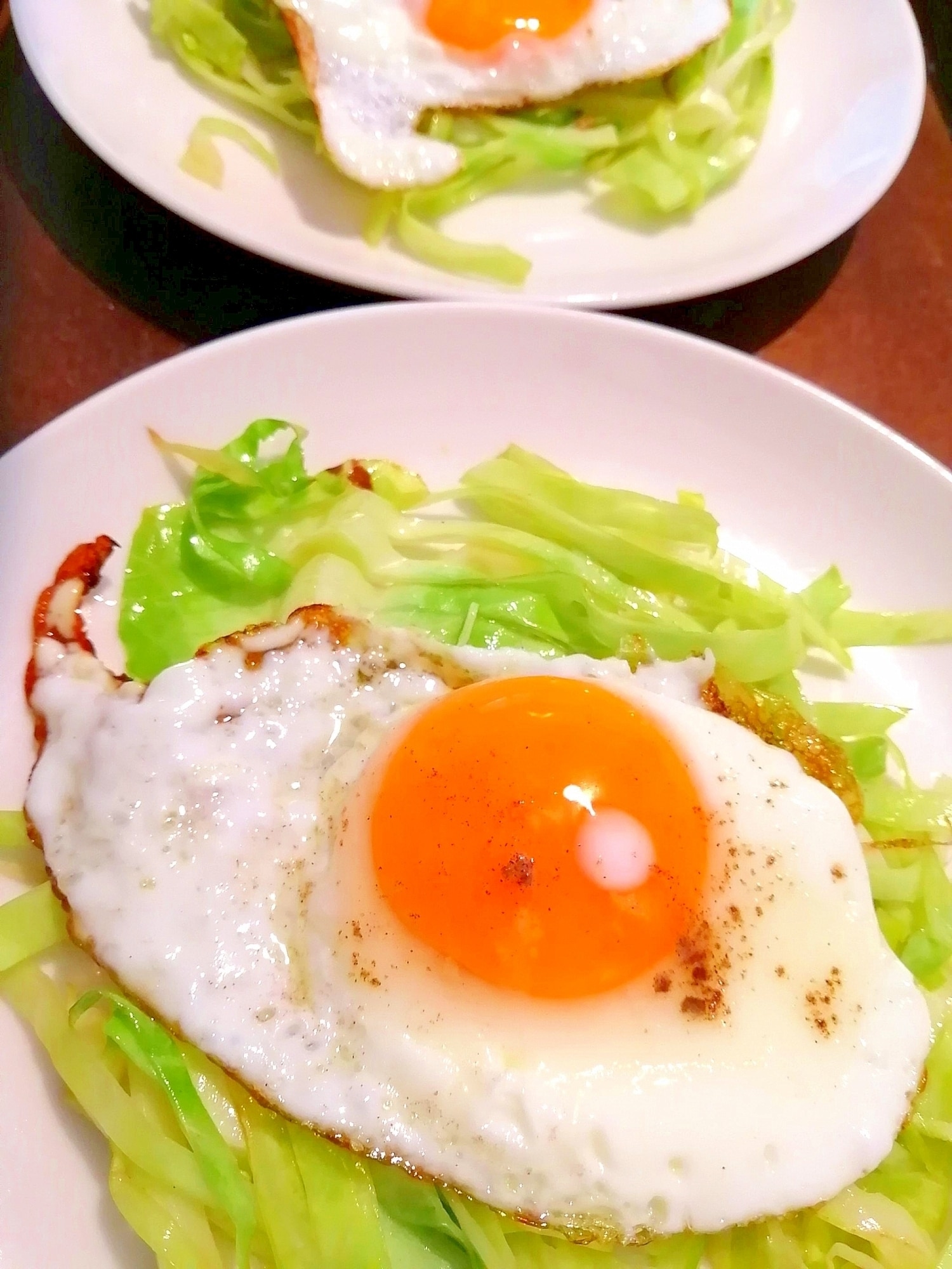 炒めキャベツの目玉焼き乗せ レシピ 作り方 By グリーンエメラルド 楽天レシピ