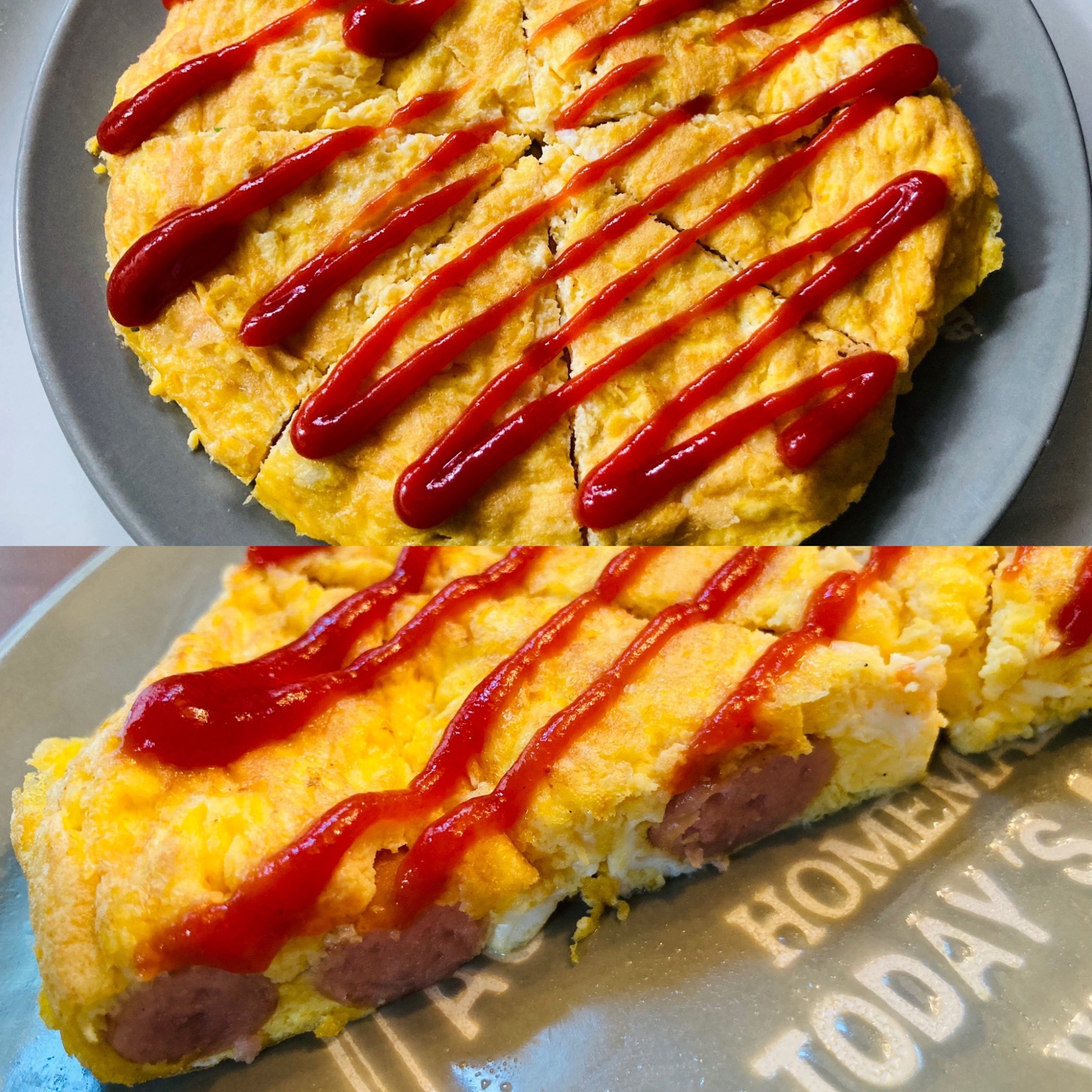 ウインナーのオープンオムレツ