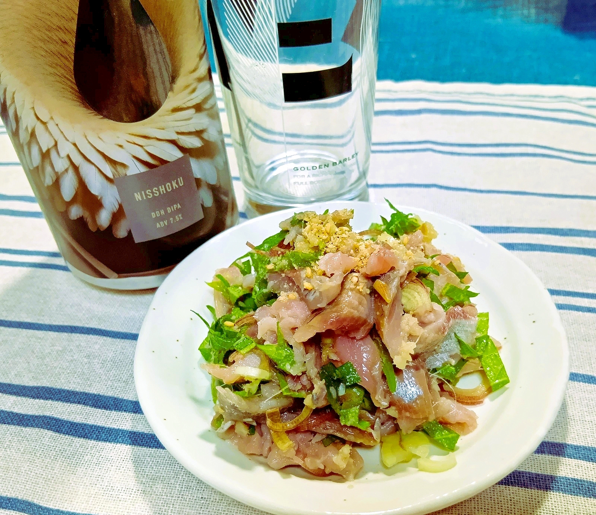 生姜は多めで！イワシたたきの香味野菜和え