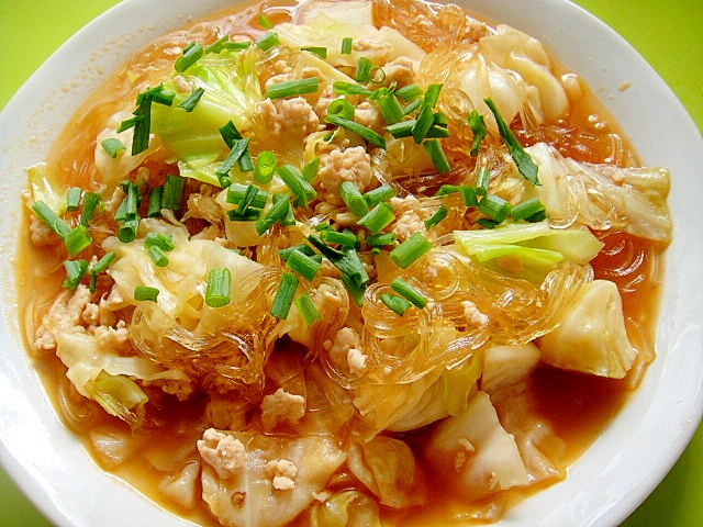 春雨とキャベツの中華風炒め煮