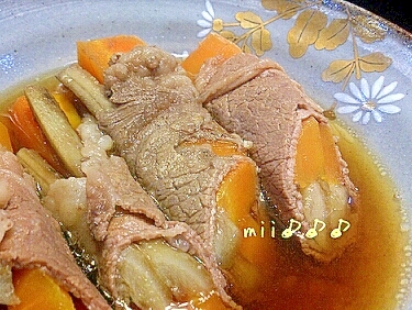 ごぼう・人参の牛肉巻き✿煮物