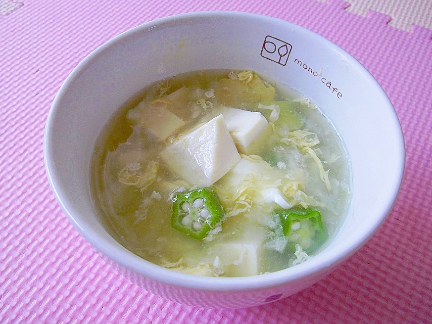 豆腐とオクラのかき玉おろしスープ～中華風～